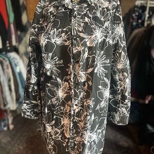 Roaman's Black and Cream Patterned long shirt